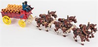 Toys Cast Iron Horse Drawn Beer Delivery Wagon