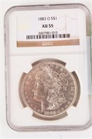 Coin 1883-O Morgan Silver Dollar NGC AU55