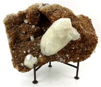 Large Citrine & Calcite Crystal Decor W/ Stand