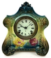 Ansonia Clock Co. Hand Painted Floral Clock