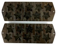 (2) Vintage Lodge Cast Iron Star Pans
