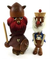(2) Danish Folk Art Wood Figurines