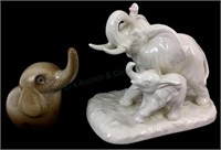 (2) Ceramic Elephant Figurines W/ Echt Altmann