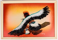 Art Apache Indian Eagle Dancer Painting R. Holmes