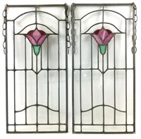 (2) Stained Leaded Glass Panels