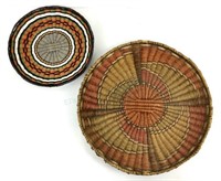(2) Native American Hopi Flat Basket Plaque