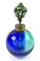 Blue Green Glass Perfume Atomizer Bottle