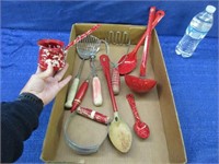 lot of red kitchen utensils (antique to vintage)