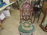 Carved Back Low Victorian Parlor Side Chair