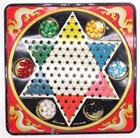 Vintage Tin Chinese Checker Game with Marbles