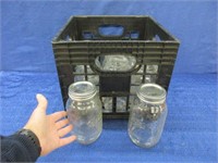 recycle crate & 11 quart canning jars (clear)