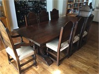 8ft Distressed, Riveted Farm Table