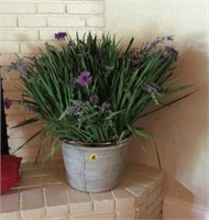 Pottery Bucket with Artificial Plant