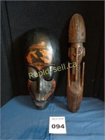 Carved Wood Mask & Figure