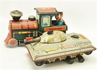 Lot #139 (2) Tin toys to include; Marx battery