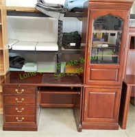 Computer Desk with Side Lighted Hutch
