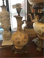 Dainty Floral Painted Pitcher Lamp