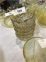 4 Clear & Yellow Cut Glass Bowls