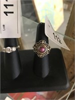 Sterling Silver Ornate Ring w/ Pink Pearl