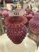 Fenton Cranberry Hobnail Glass Vase