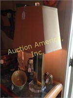 Pair Lucite/Brass Lamps