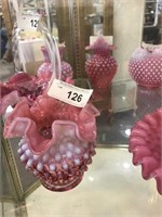 Fenton Cranberry Hobnail Glass SM Vase