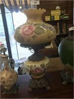 Massive Hand Painted Oil Lamp Style Lamp