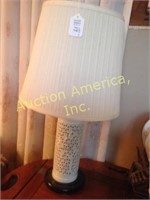 Vintage White Column Lamp 25"T