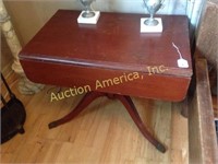 Vintage Mahogany Side Table Drop Leaf Adjustable H