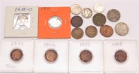 (6) Vintage Indian Pennies, (3) Mercury Dime..