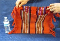 vintage woven red striped wool pouch 14x24
