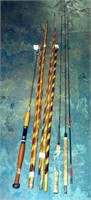 Vintage Cane & Fiberglass Fishing Poles Rods Lot
