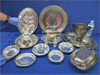 various silver plated items (trays-bowls-pitcher)