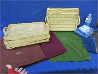 wicker serving trays & felt silver pouches