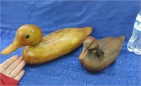 2 wooden duck decoys (med & small size)