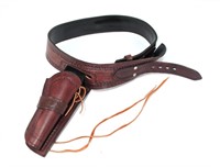 Leather tooled holster and belt -