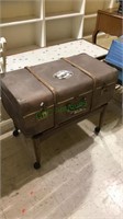Vintage suitcase with wood straps and Penn State