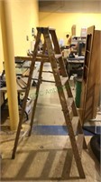 Six-foot wooden stepladder