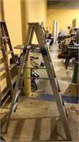 6 foot aluminum ladder with the paint bucket