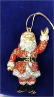 Copper enameled Santa Claus ornament reminiscent
