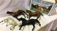 Four Breyer horses, Black beauty his family and
