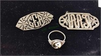 2 Victorian marcasite brooches , One is marked