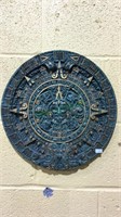Large Aztec zodiac designed turquoise wall