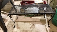 Black metal patio table with the mesh top, 17 x