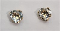 10K Yellow Gold Aquamarine Heart-Shaped Earrings