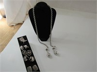 1 Pewter & Other Silver Tone Earrings & Chain