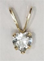 14K Yellow Gold Aquamarine Heart Shaped Pendant