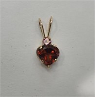 10K Yellow Gold Tourmaline and Garnet Heart Shape