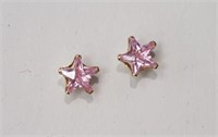 14K Yellow Gold Pink Cubic Zirconia Star Shaped