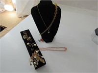 Citrine Glass Beads Necklace Earrings Hobe Pin